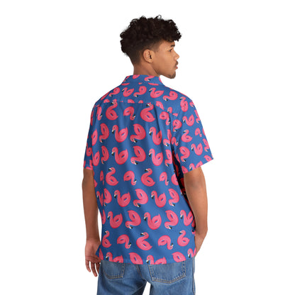 Swimming Pool Tropical Flamingo Swimming Tire Party Funny Hawaiian Shirt