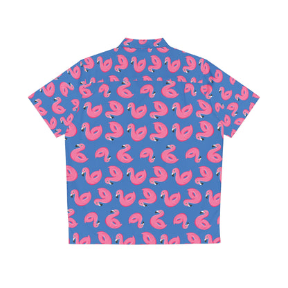 Swimming Pool Tropical Flamingo Swimming Tire Party Funny Hawaiian Shirt